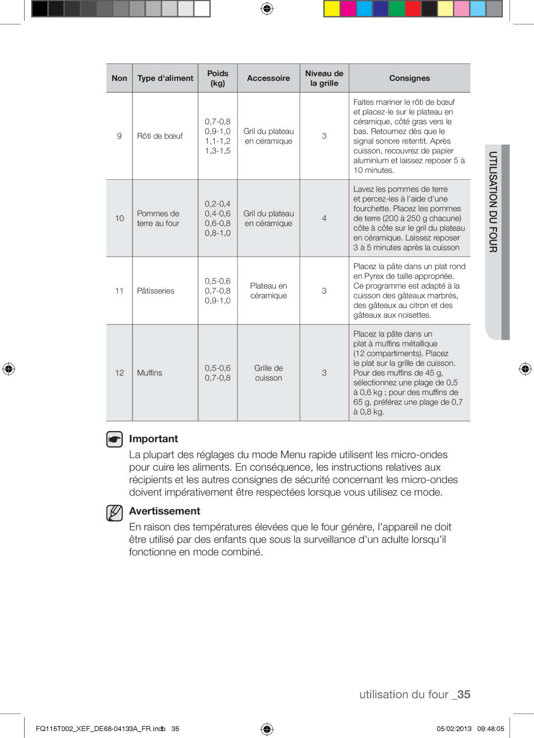 Samsung FQ115T002/XEF, FQ115T002/XEG, FQ115T002/BWT manual Avertissement 