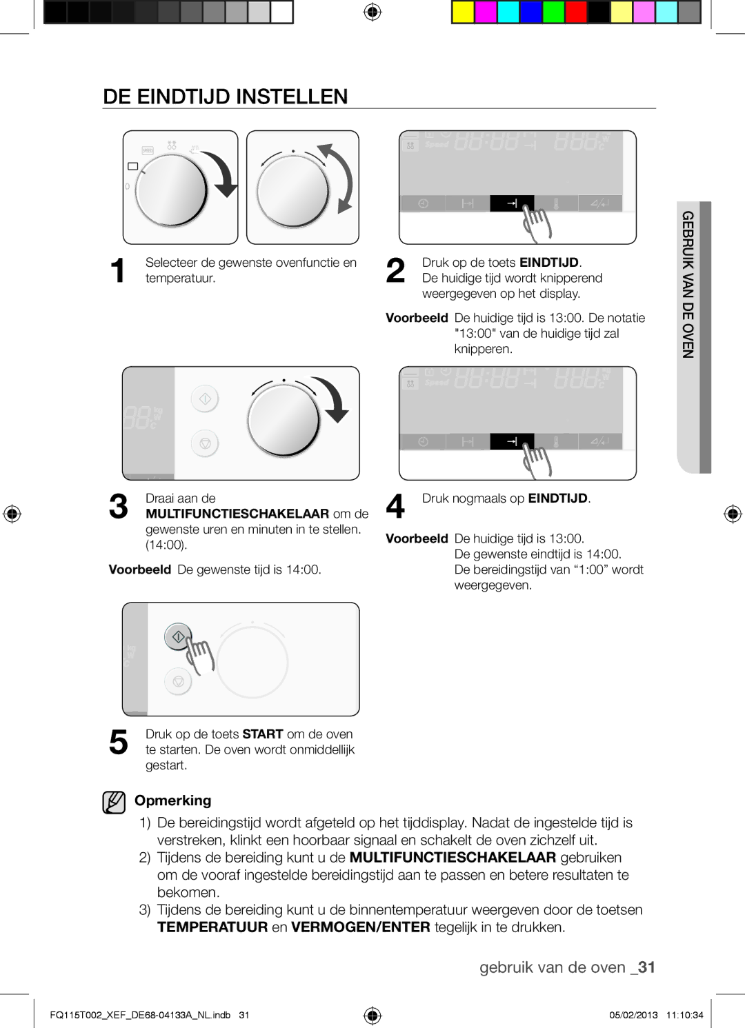 Samsung FQ115T002/BWT, FQ115T002/XEG, FQ115T002/XEF manual DE Eindtijd Instellen 