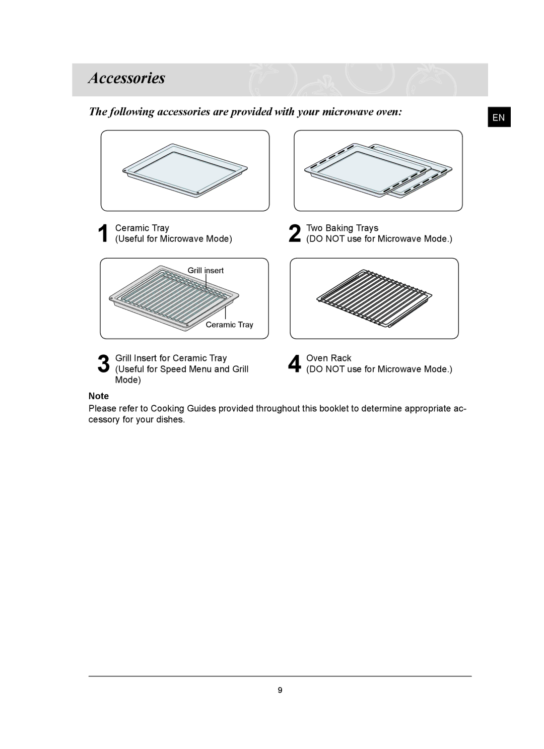 Samsung FQ159ST/BOL manual Accessories, Following accessories are provided with your microwave oven 