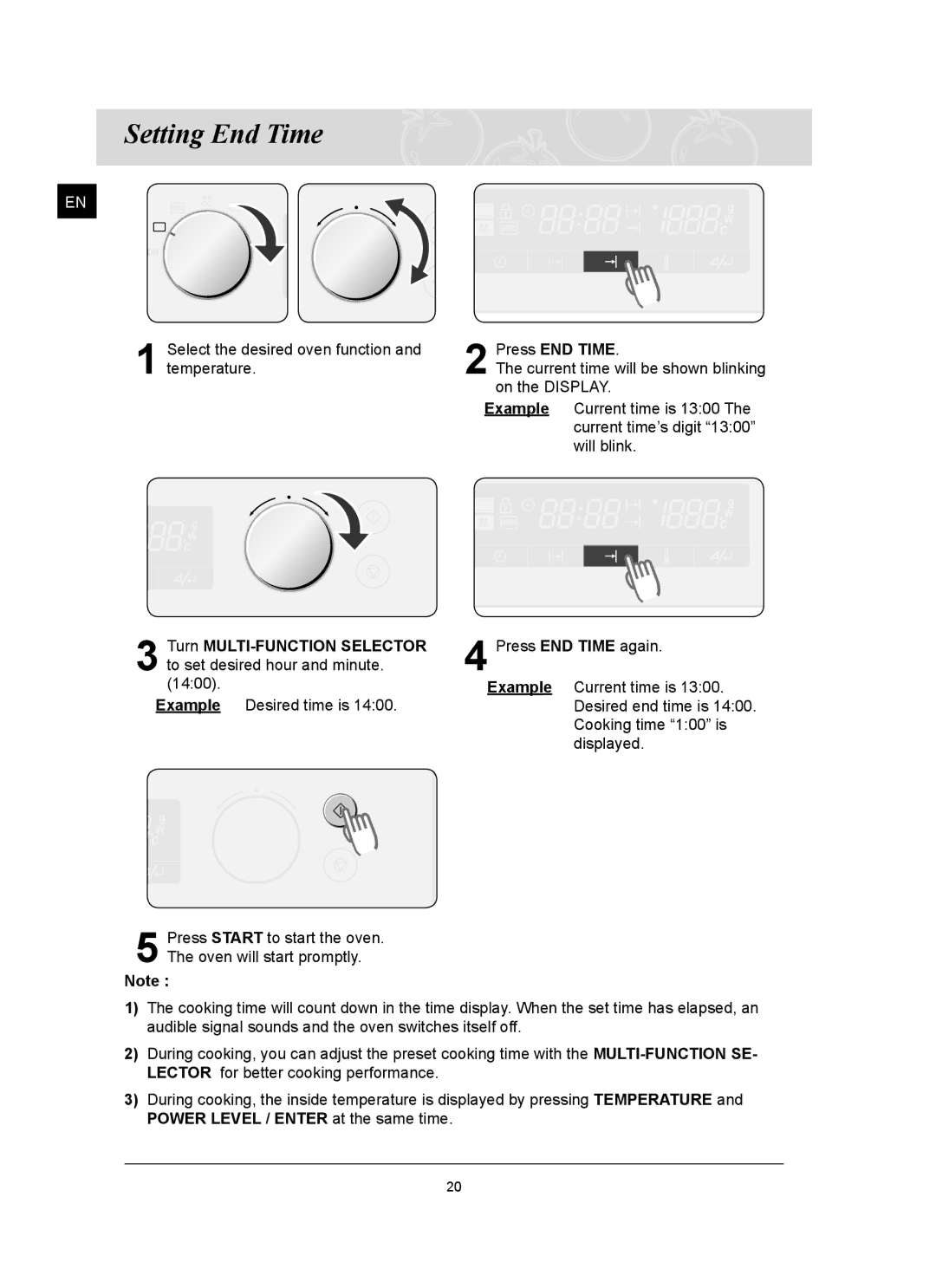 Samsung FQ159ST/BOL manual Setting End Time, Press END Time 