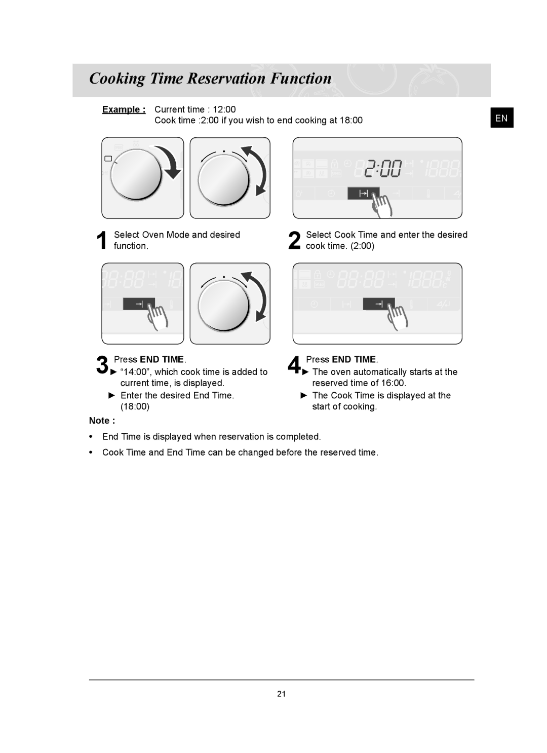 Samsung FQ159ST/BOL manual Cooking Time Reservation Function 