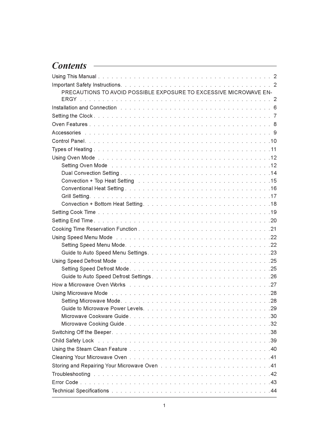 Samsung FQ159ST/BOL manual Contents 