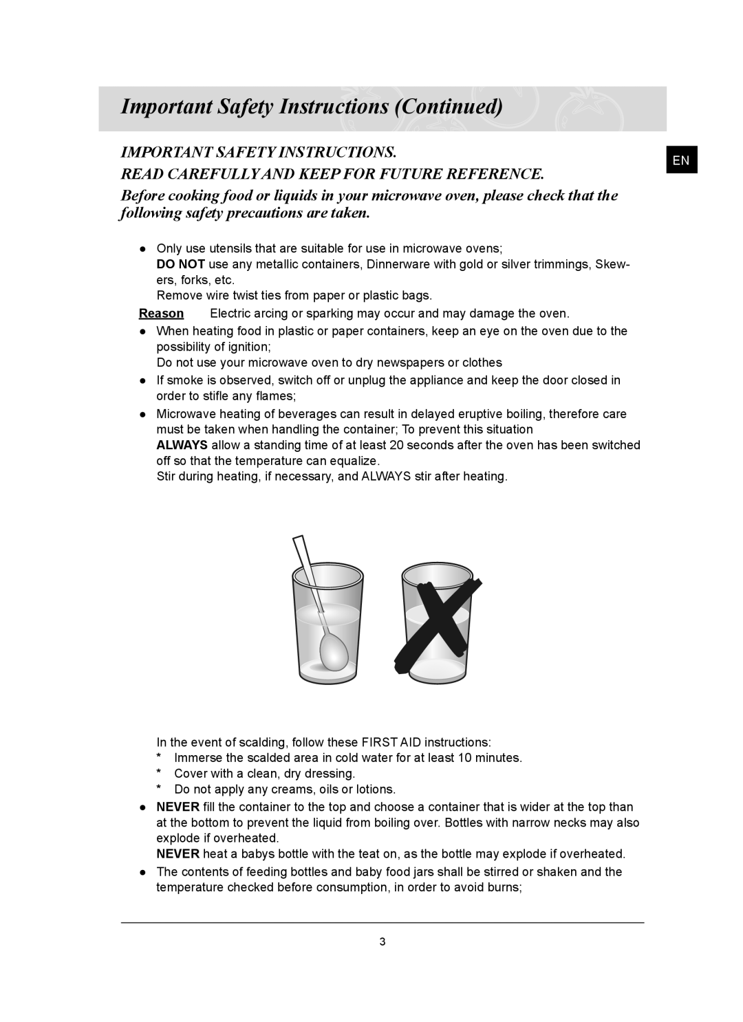 Samsung FQ159ST/BOL manual Important Safety Instructions 