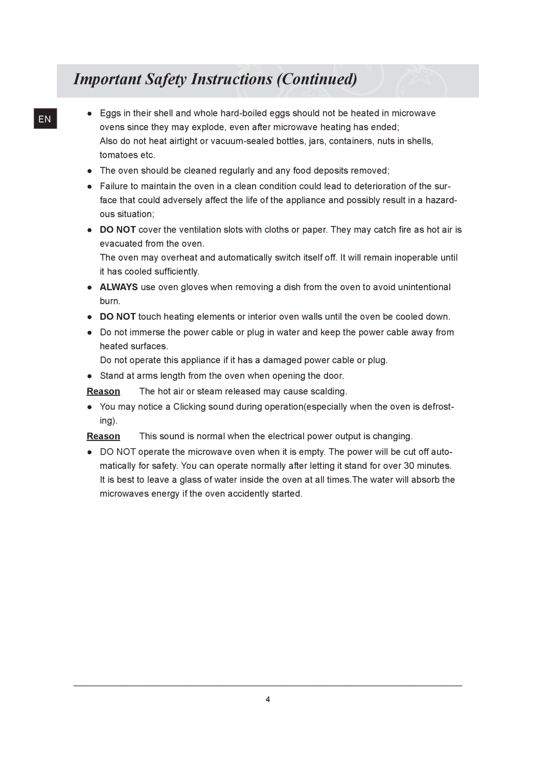 Samsung FQ159ST/BOL manual Tomatoes etc 