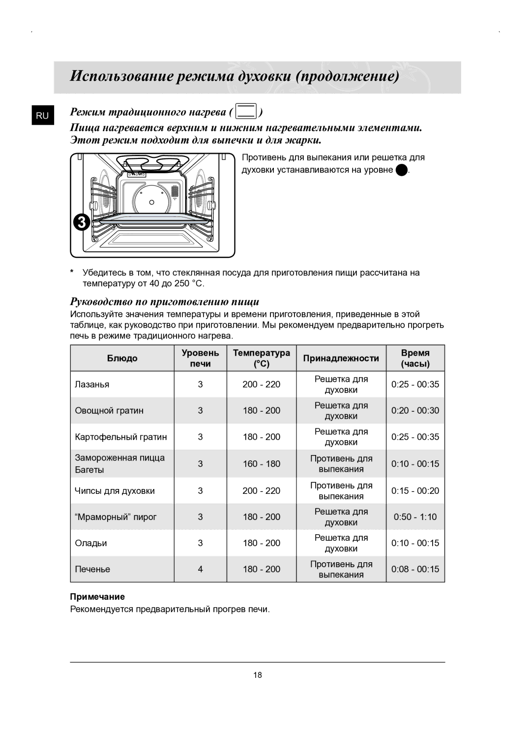 Samsung FQ159STR/SBW, FQ159STR/BWT manual Блюдо Уровень Температура Принадлежности Время, Часы 