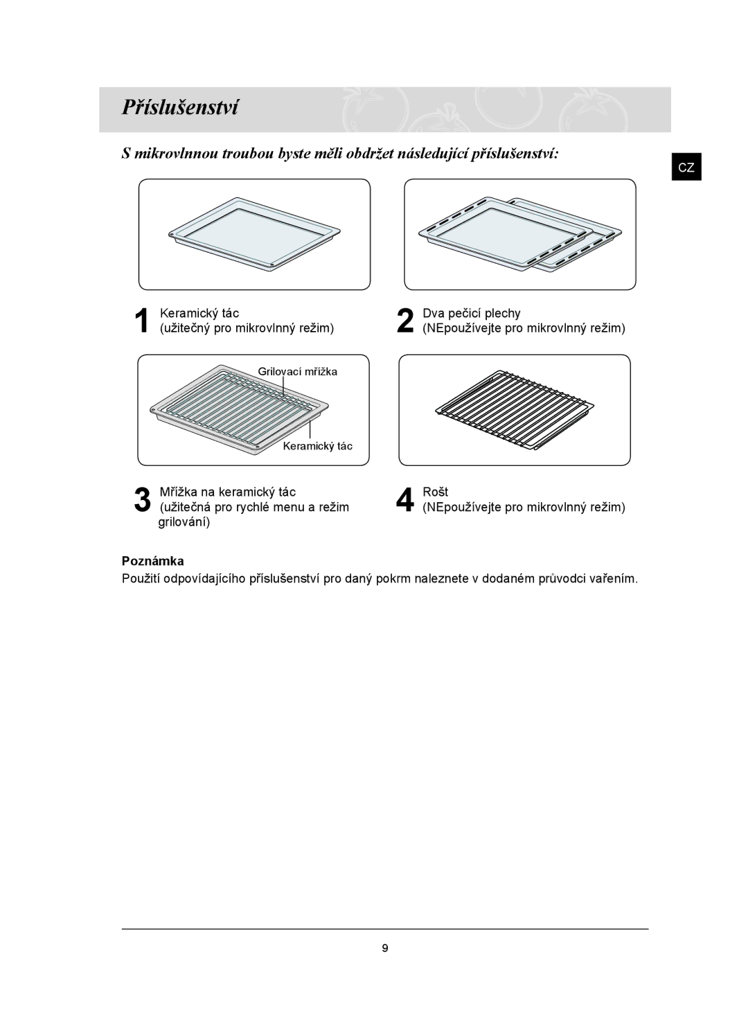 Samsung FQ159ST/XEH manual Příslušenství 