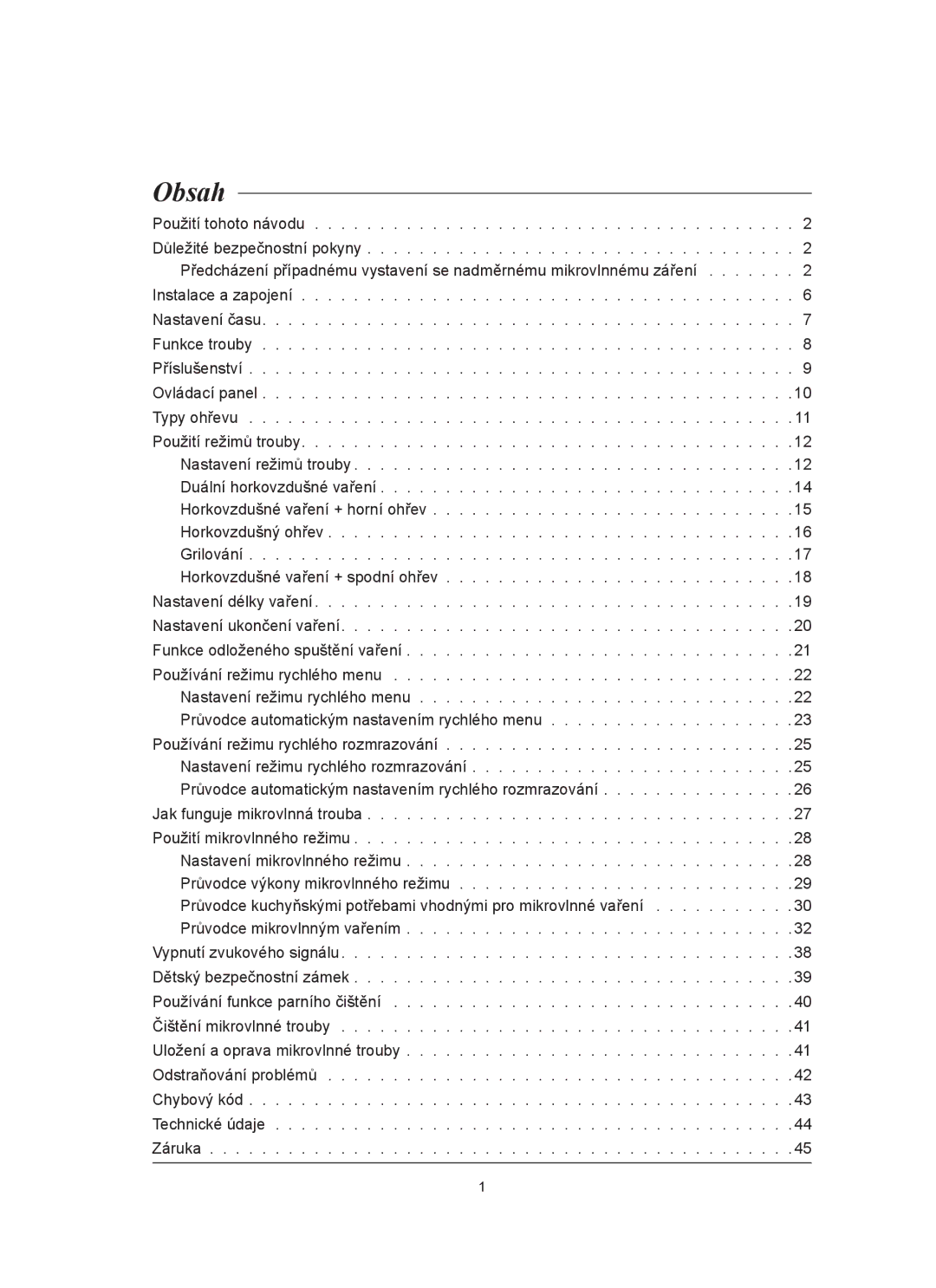 Samsung FQ159ST/XEH manual Obsah 