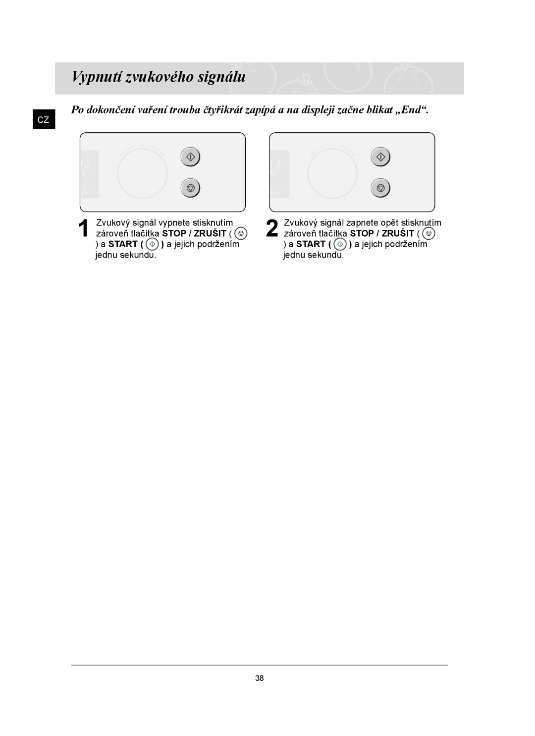 Samsung FQ159ST/XEH manual Vypnutí zvukového signálu 