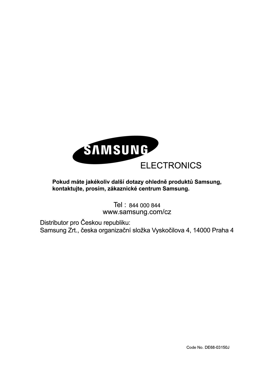 Samsung FQ159ST/XEH manual Code No. DE68-03150J 