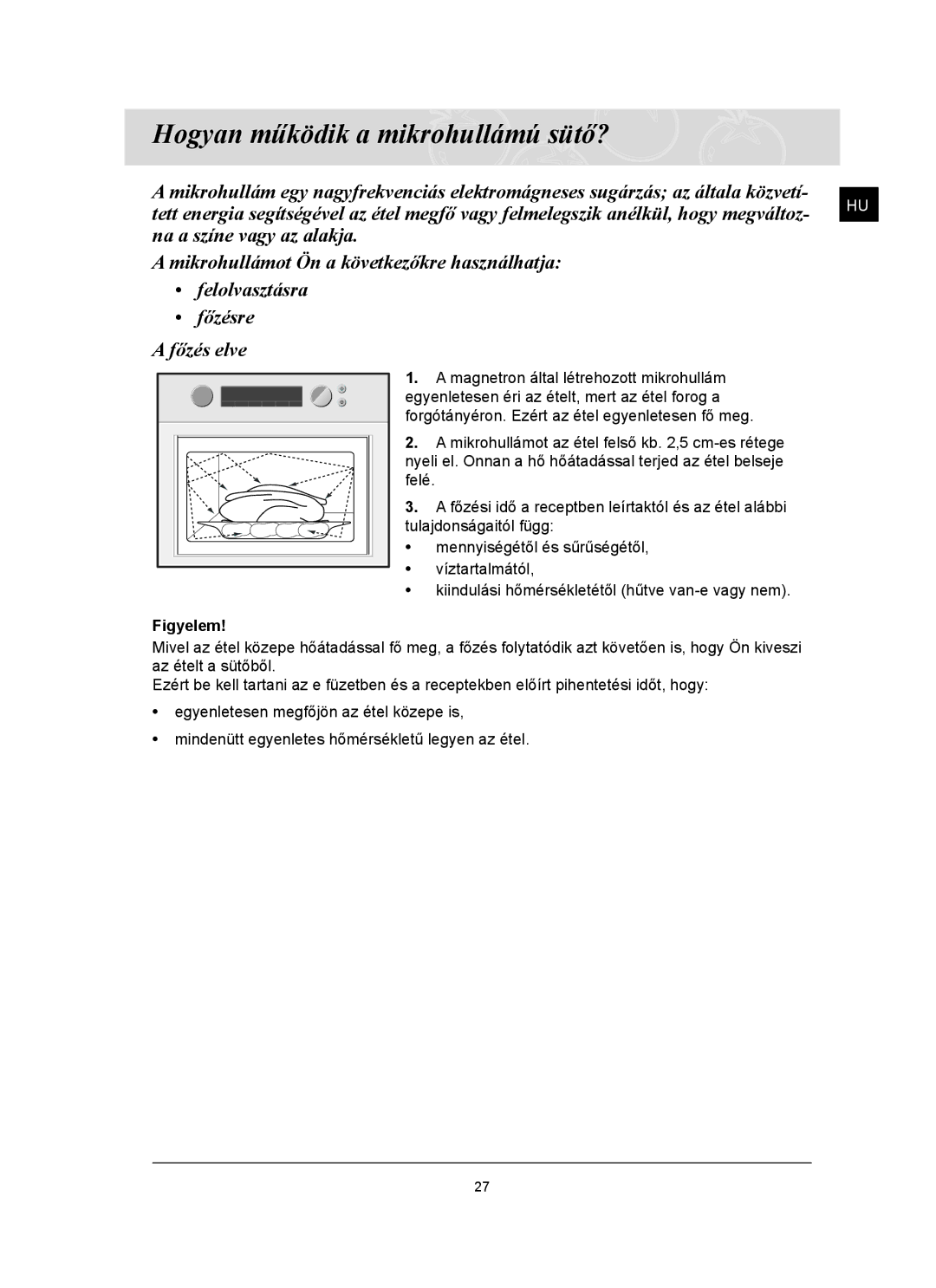 Samsung FQ159ST/XEH manual Hogyan működik a mikrohullámú sütő? 