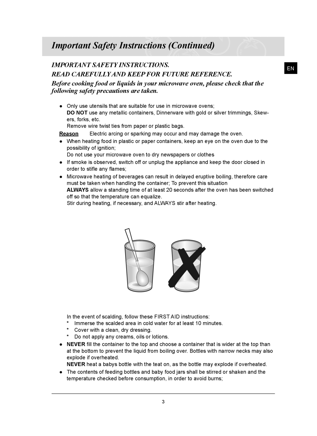 Samsung FQ159ST, FQ159UST owner manual Important Safety Instructions 