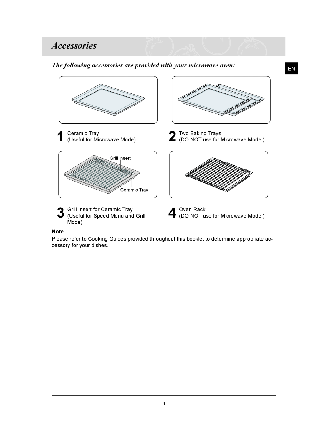 Samsung FQ159ST, FQ159UST owner manual Accessories, The following accessories are provided with your microwave oven 