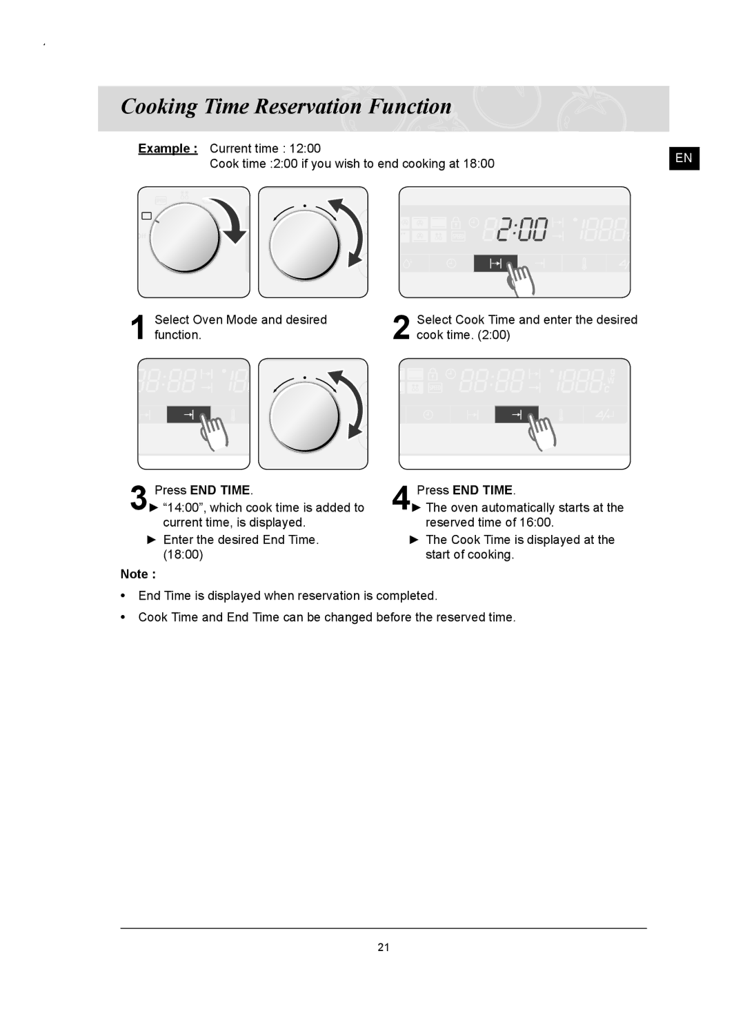 Samsung FQ159UST/ELE manual Cooking Time Reservation Function 