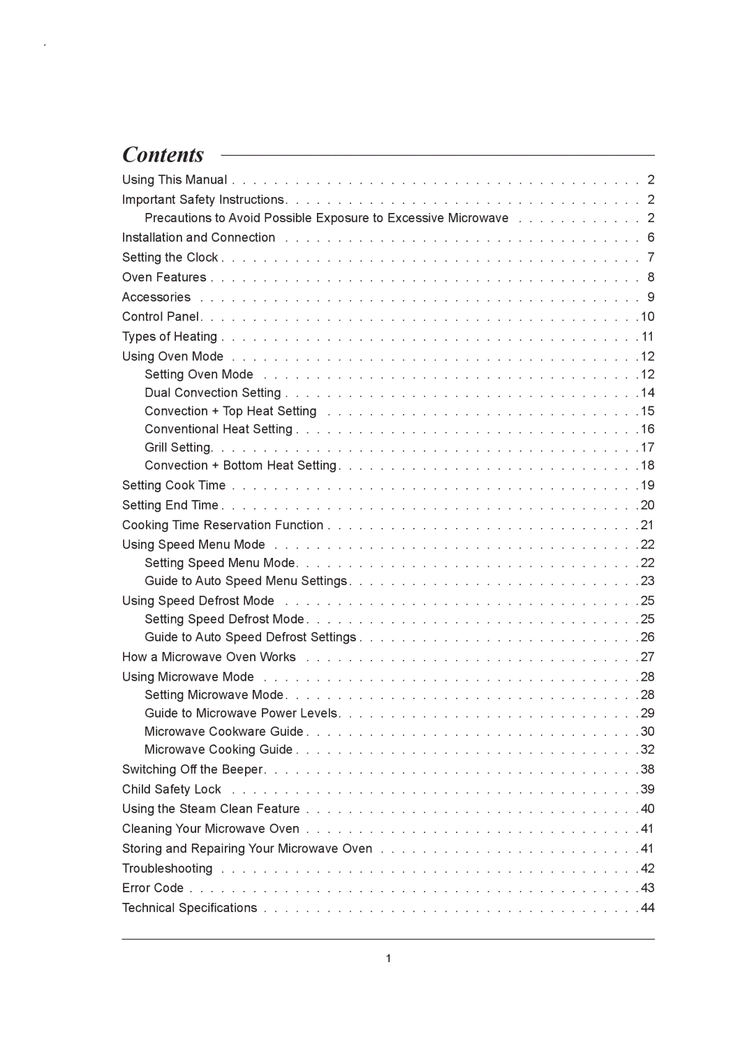 Samsung FQ159UST/ELE manual Contents 