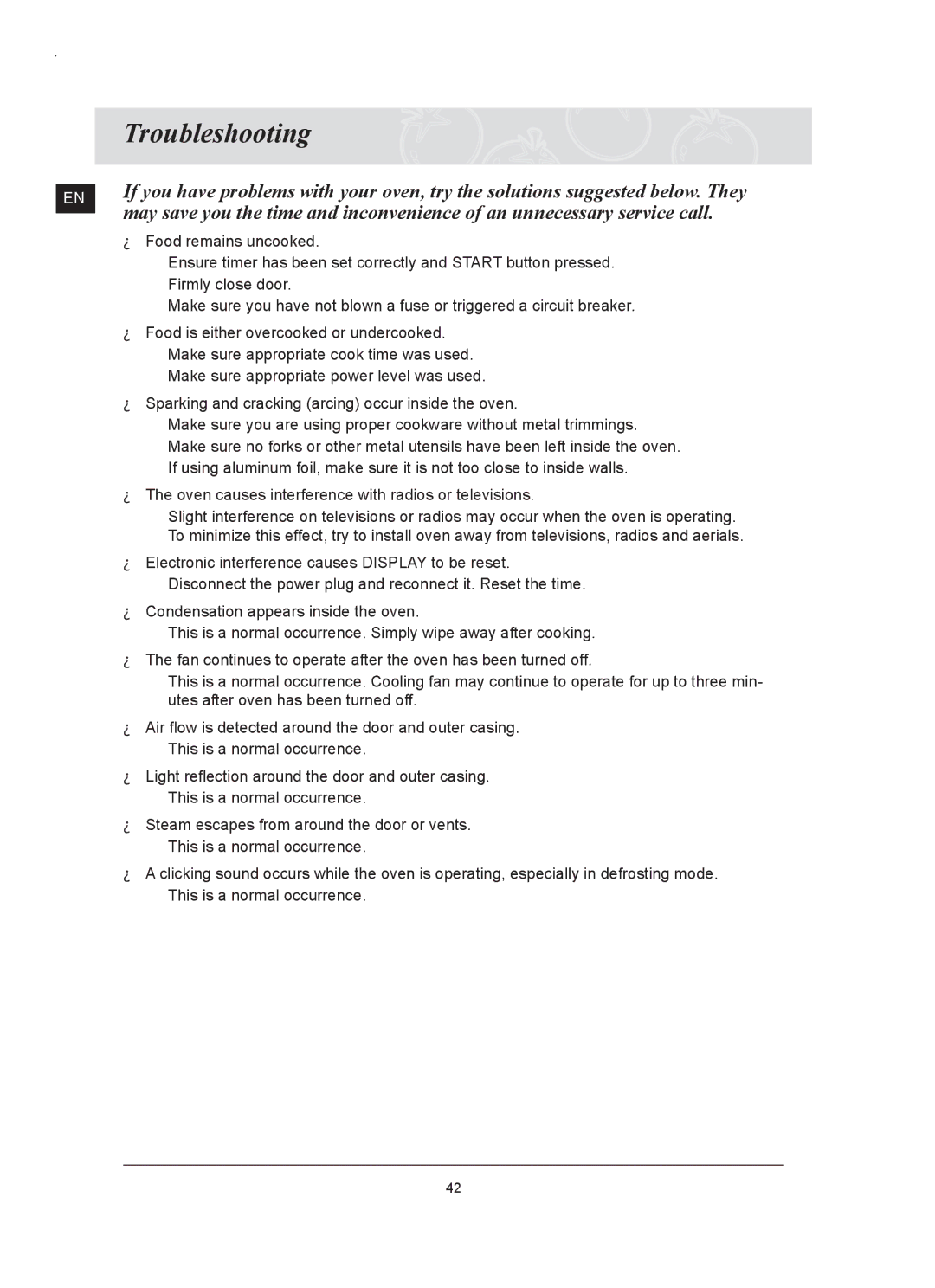 Samsung FQ159UST/ELE manual Troubleshooting 