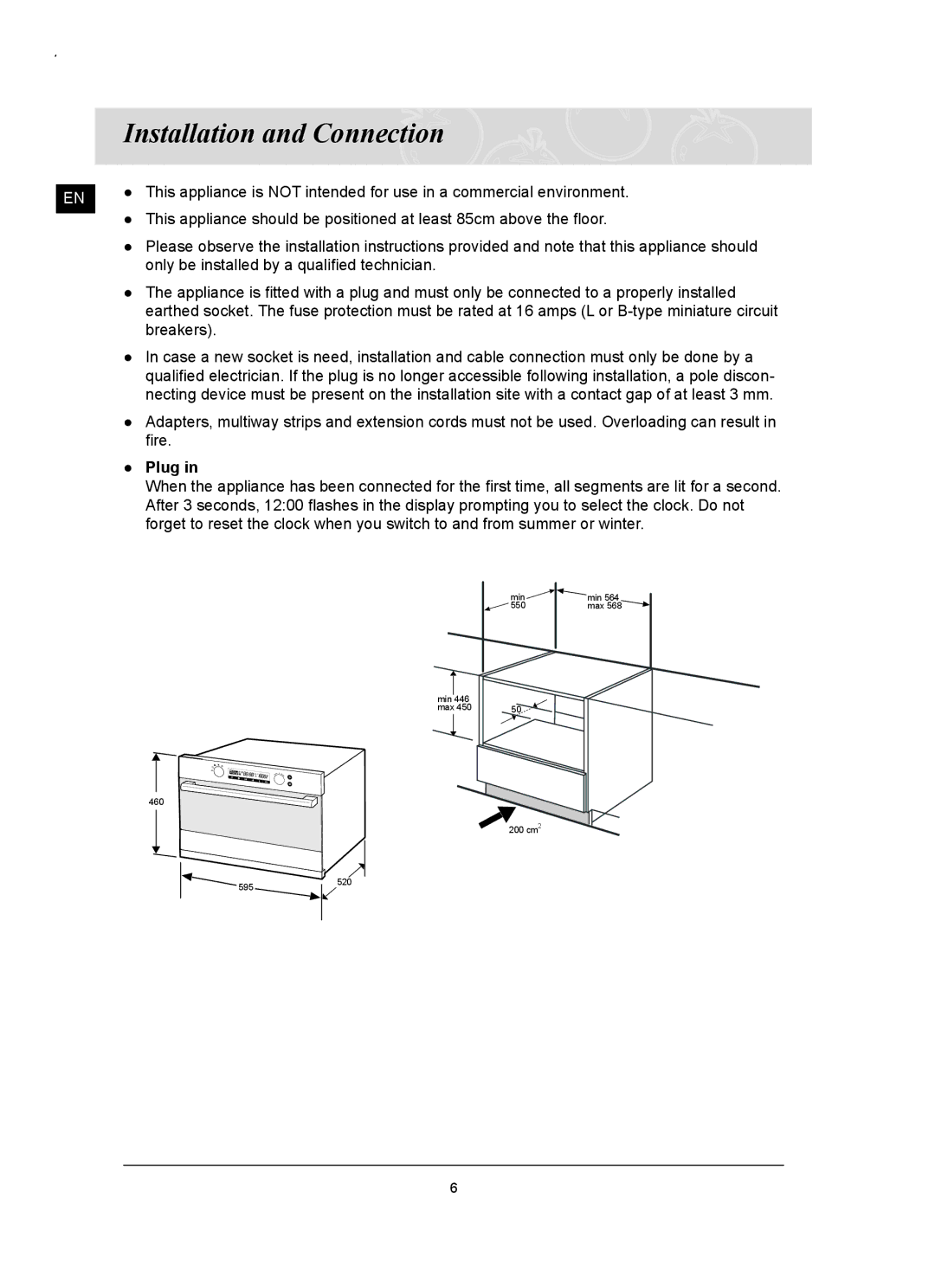 Samsung FQ159UST/ELE manual Installation and Connection, Plug 