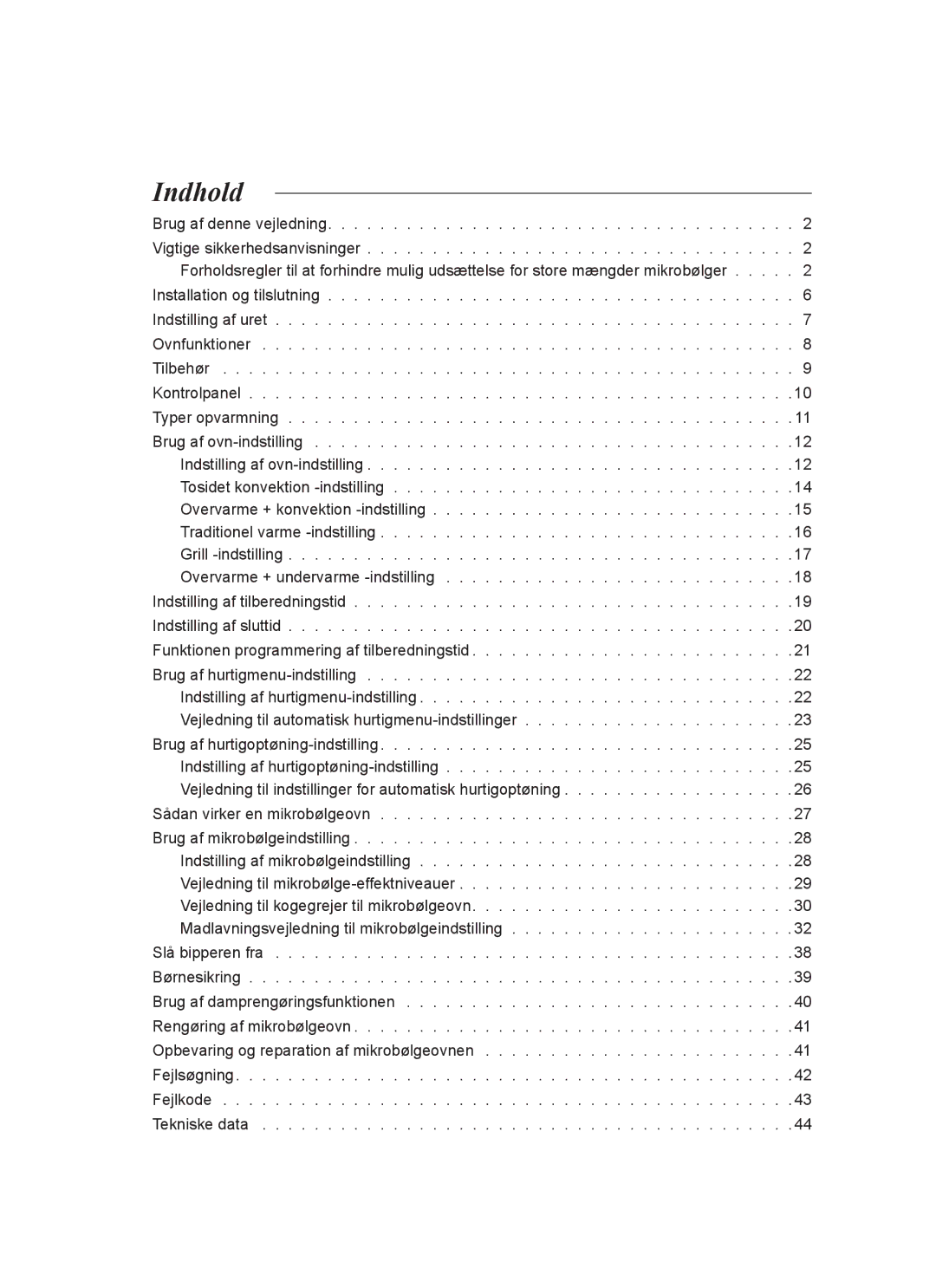 Samsung FQ159UST/XEE manual Indhold 