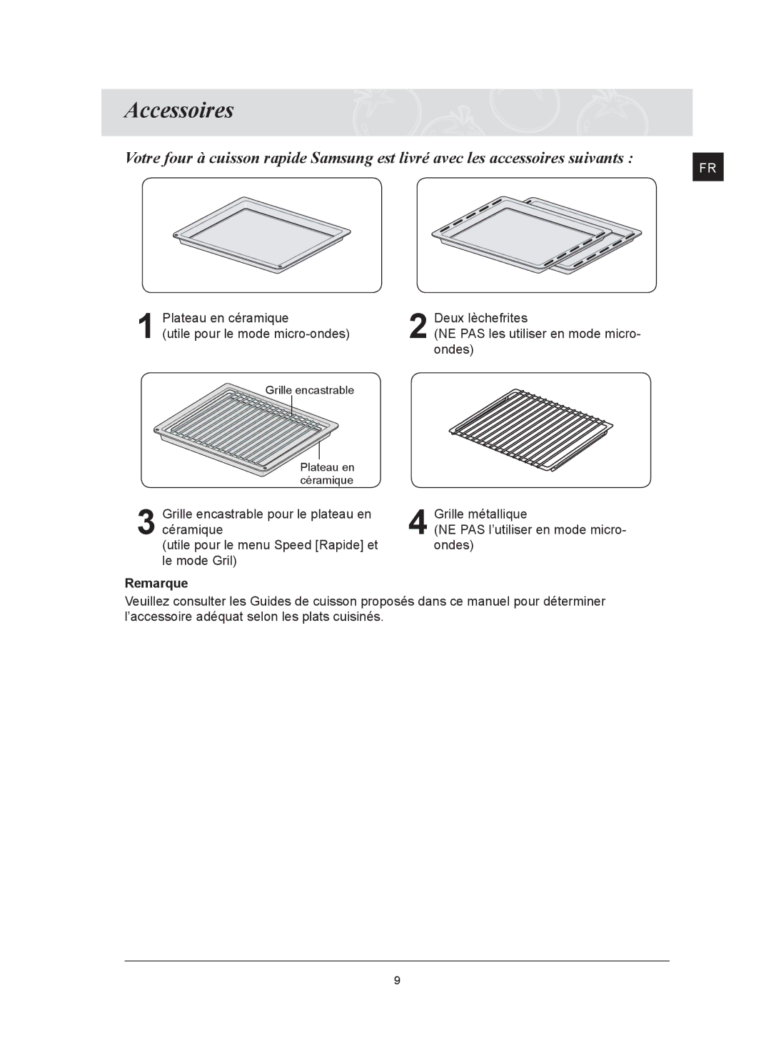 Samsung FQ159UST/XEF manual Accessoires 