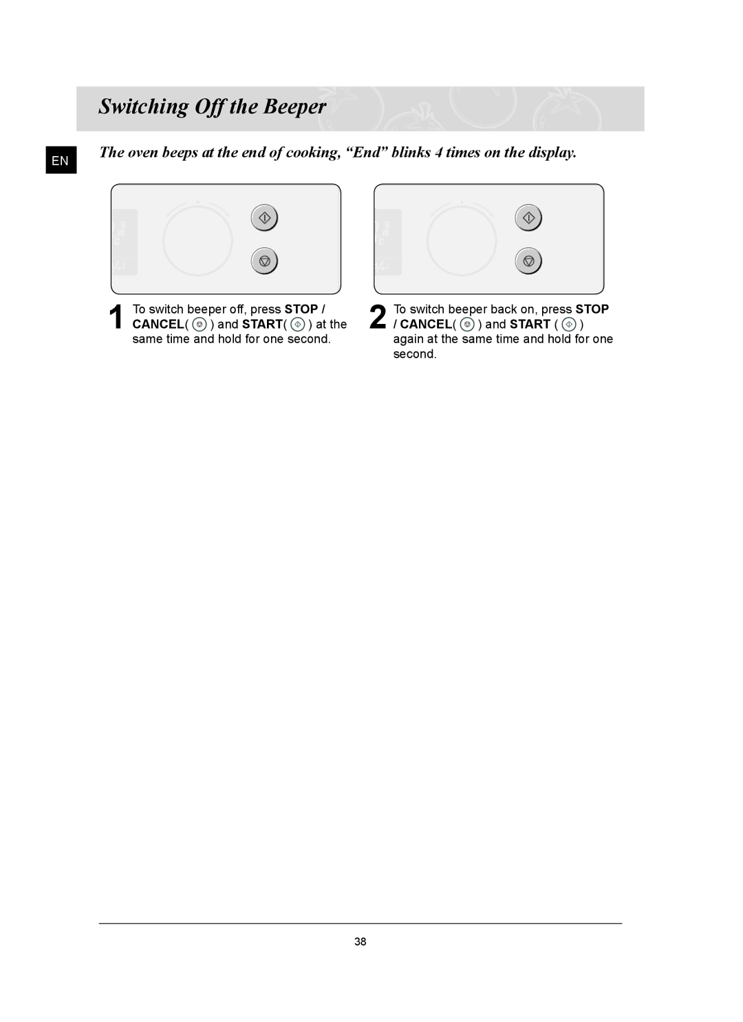 Samsung FQ159UST/XET, FQ159UST/XEG, FQ159UST/XEE manual Switching Off the Beeper 