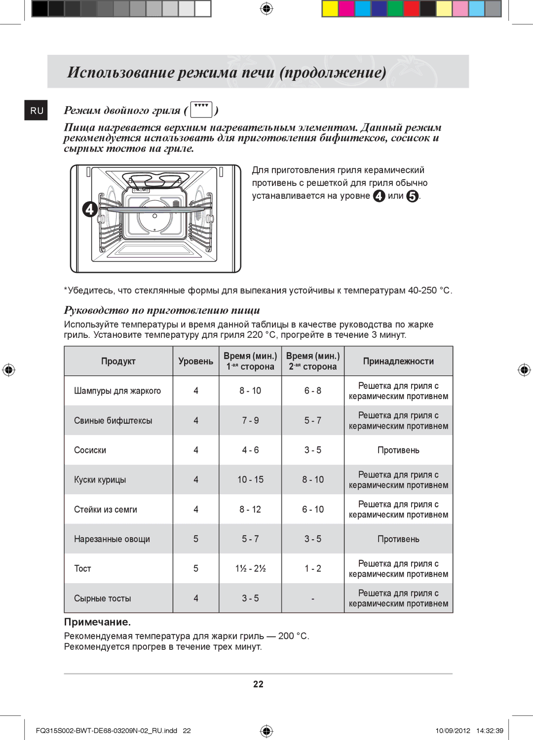 Samsung FQ315S002/BWT, FQ115S003/BWT manual Руководство по приготовлению пищи, Продукт 