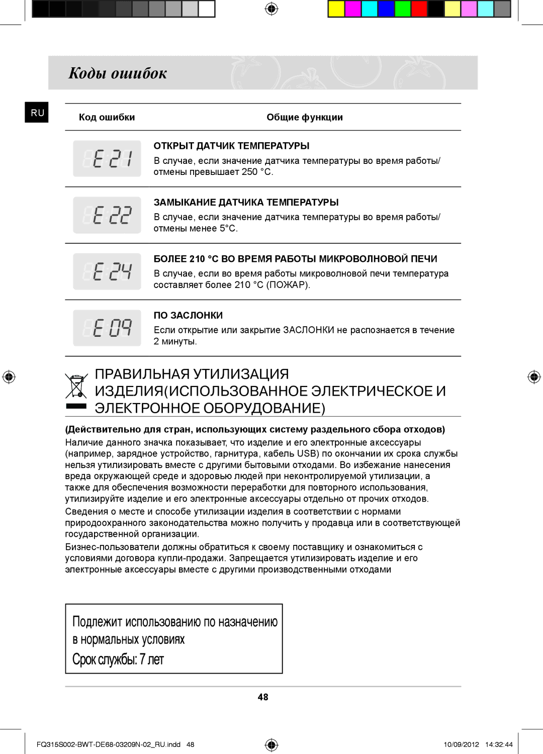 Samsung FQ315S002/BWT, FQ115S003/BWT Коды ошибок, Открыт Датчик Температуры, Замыкание Датчика Температуры, ПО Заслонки 