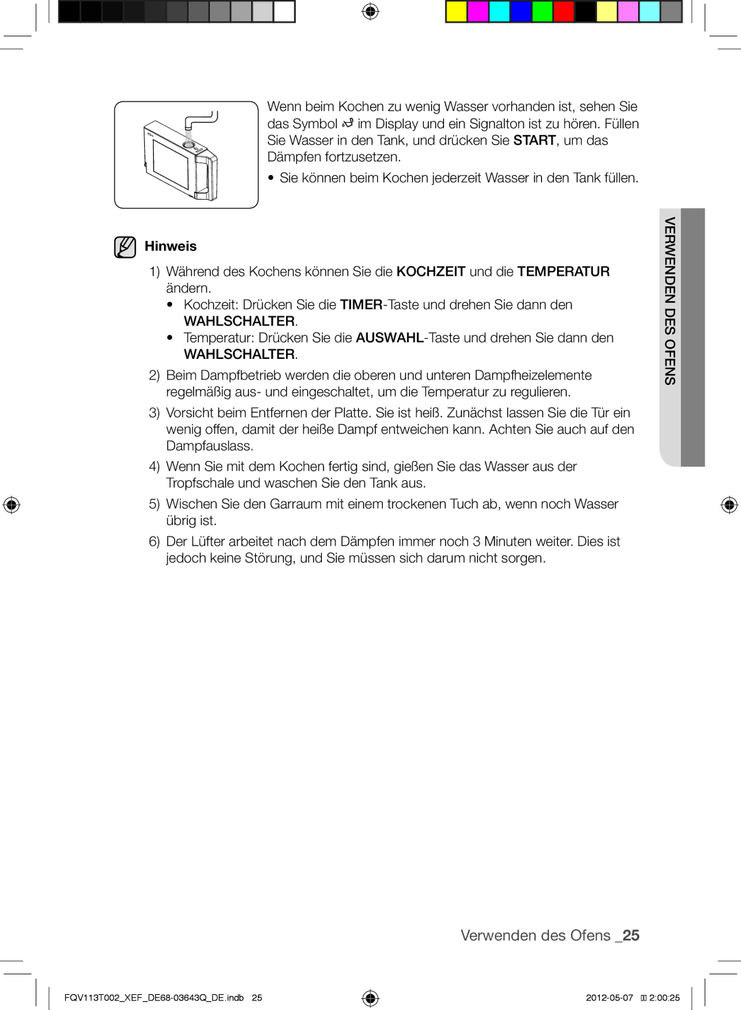 Samsung FQV113T002/XEF manual Hinweis 