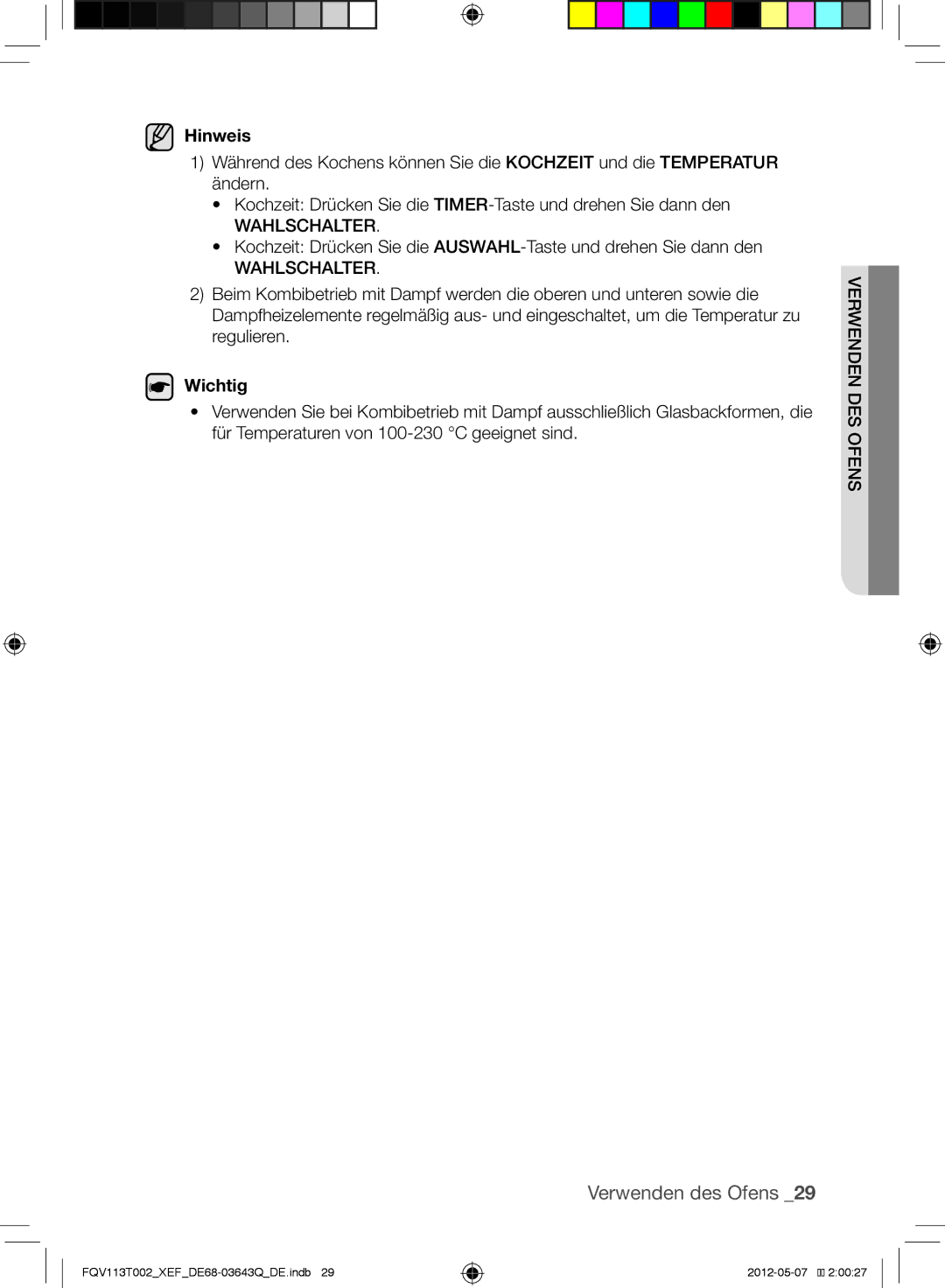 Samsung FQV113T002/XEF manual Hinweis, Wichtig 