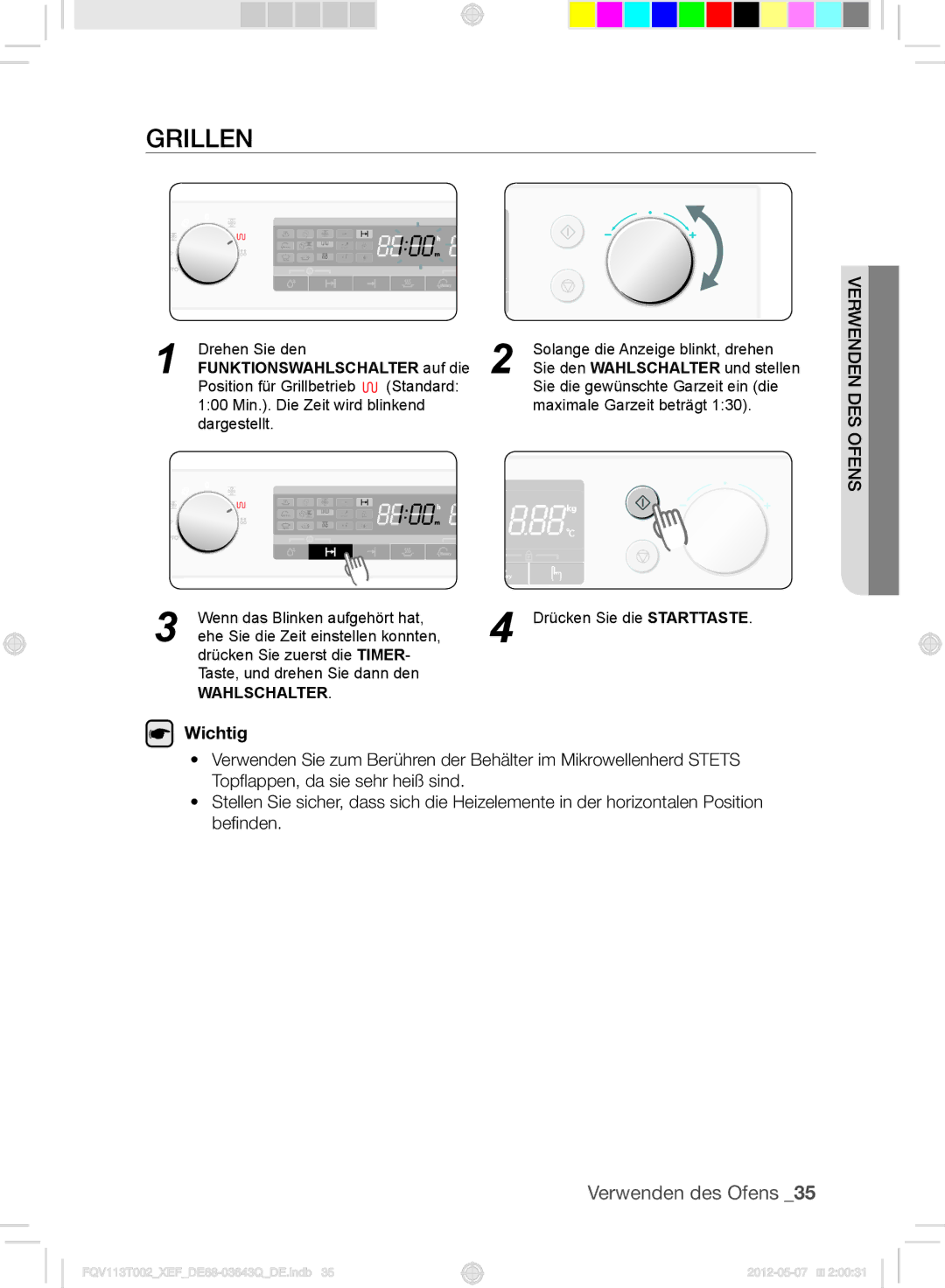 Samsung FQV113T002/XEF manual Grillen 