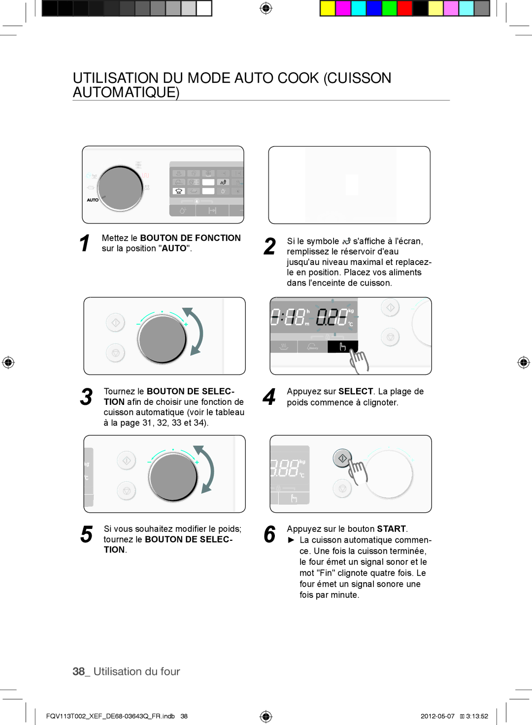 Samsung FQV113T002/XEF manual Utilisation du mode Auto Cook Cuisson automatique, Tion 