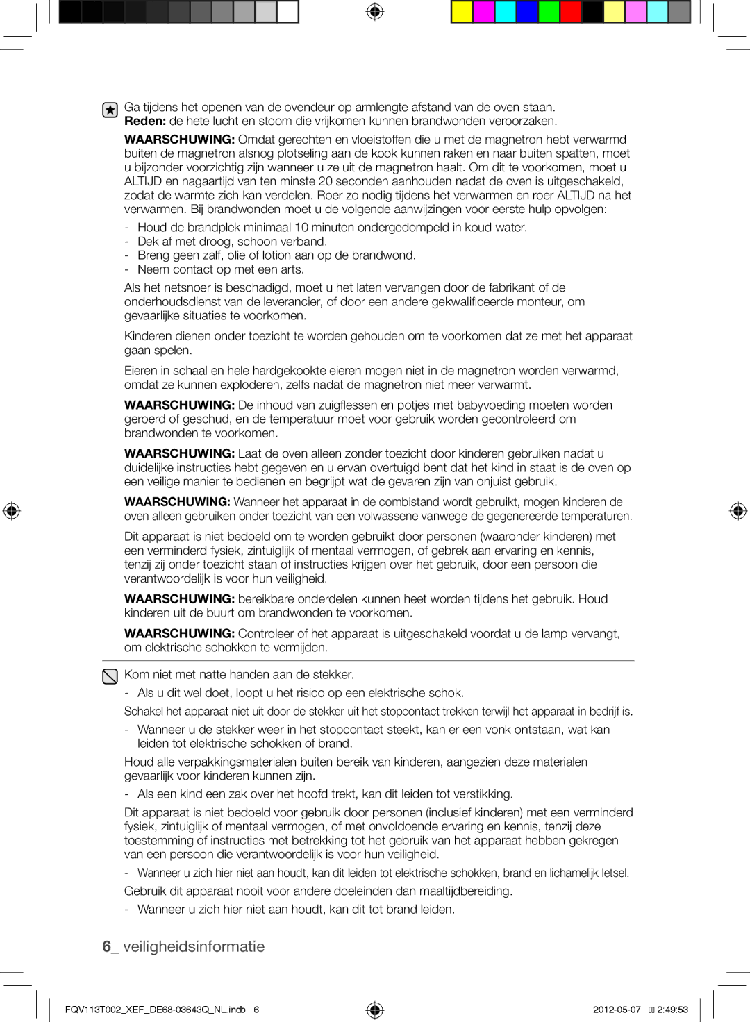 Samsung FQV113T002/XEF manual Veiligheidsinformatie 