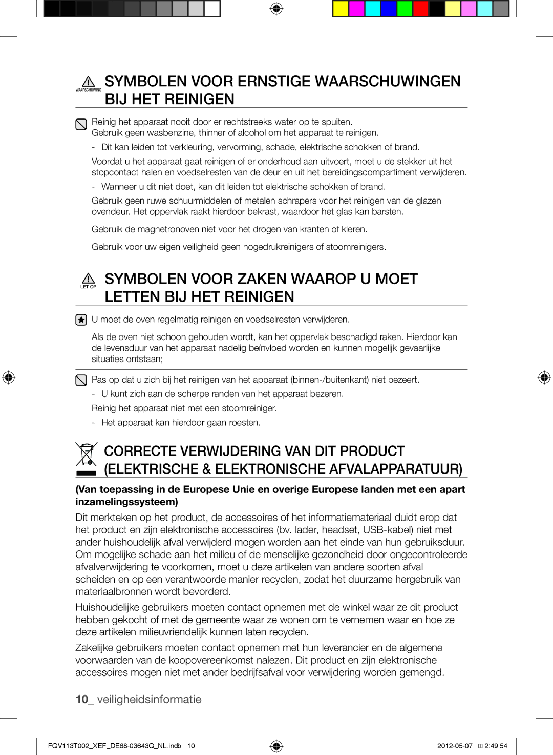 Samsung FQV113T002/XEF manual Veiligheidsinformatie 