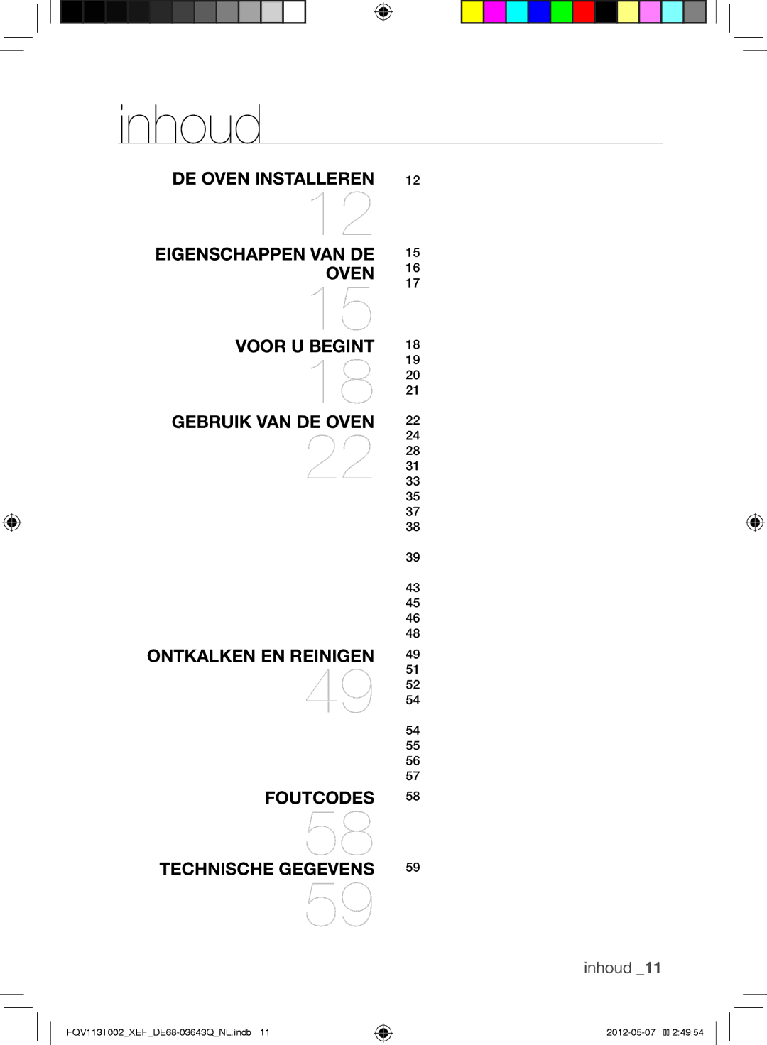 Samsung FQV113T002/XEF manual Inhoud 