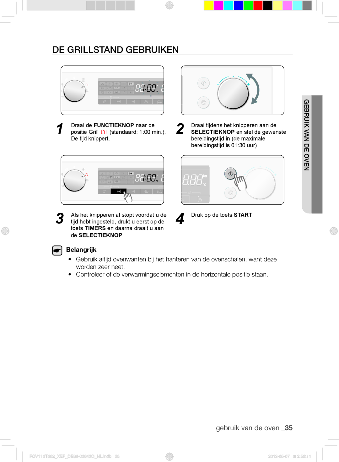 Samsung FQV113T002/XEF manual De grillstand gebruiken 