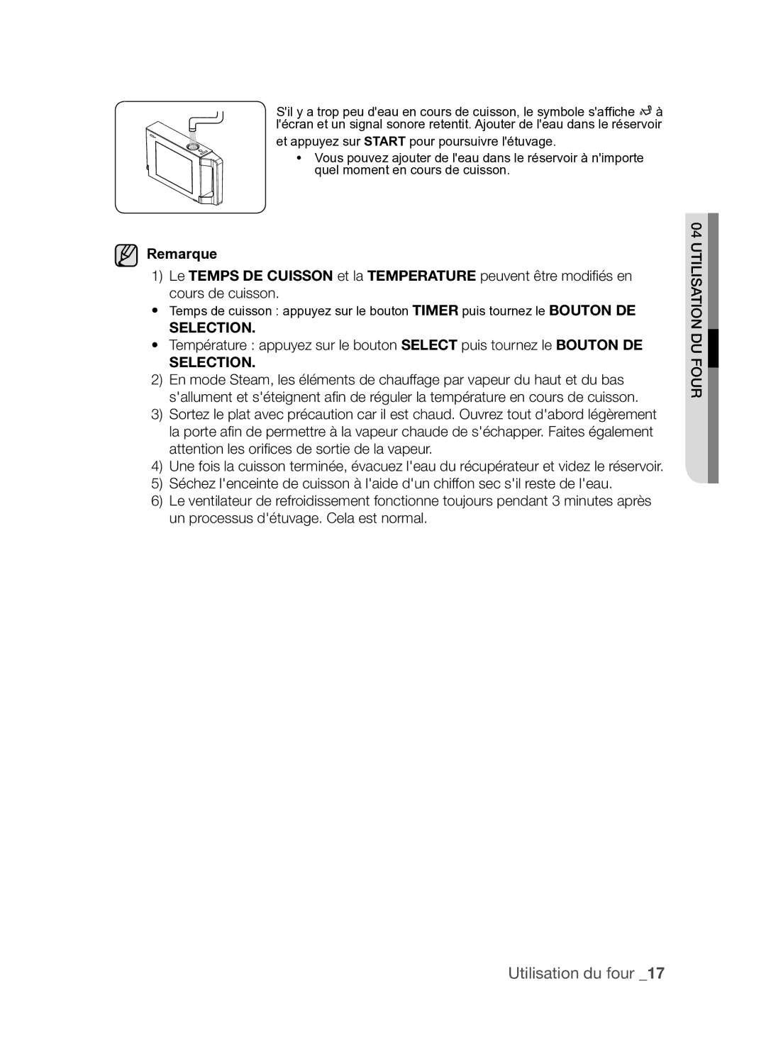 Samsung FQV137ST/XEF manual Utilisation du four 1 