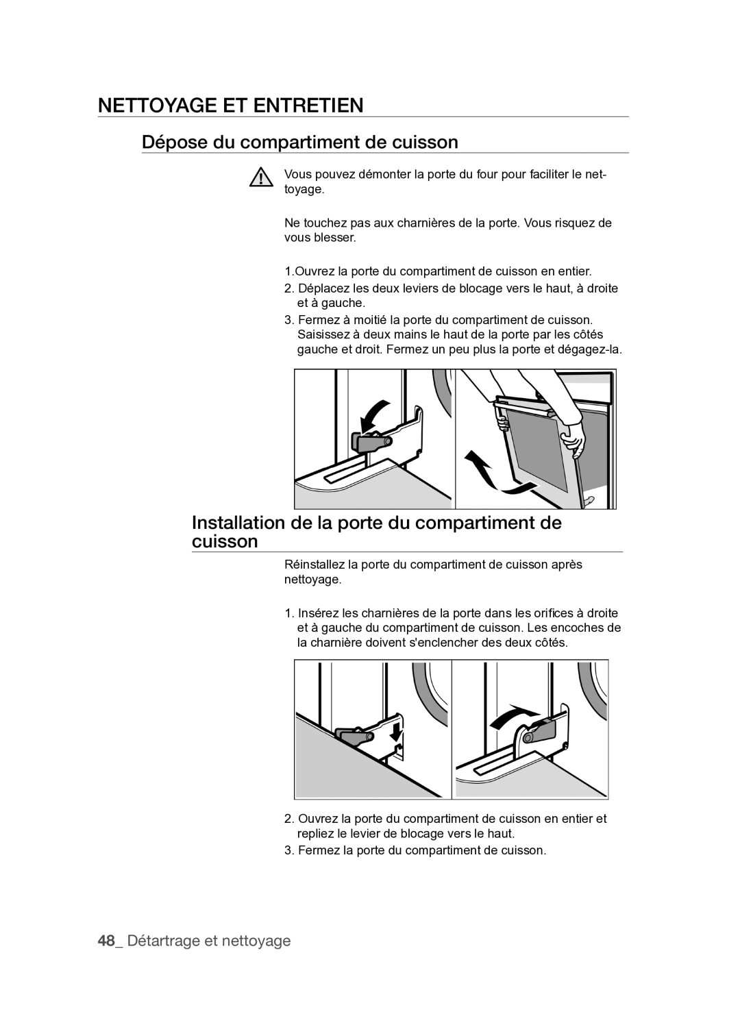 Samsung FQV137ST/XEF manual Nettoyage et entretien, Dépose du compartiment de cuisson 