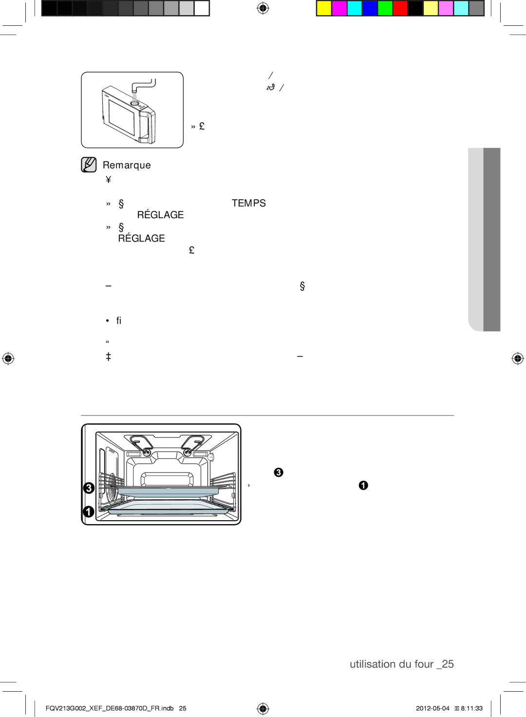 Samsung FQV213G002/XEF manual RéGlaGe du mode Vapeur, RéglAgE, UtiliSation du Four 