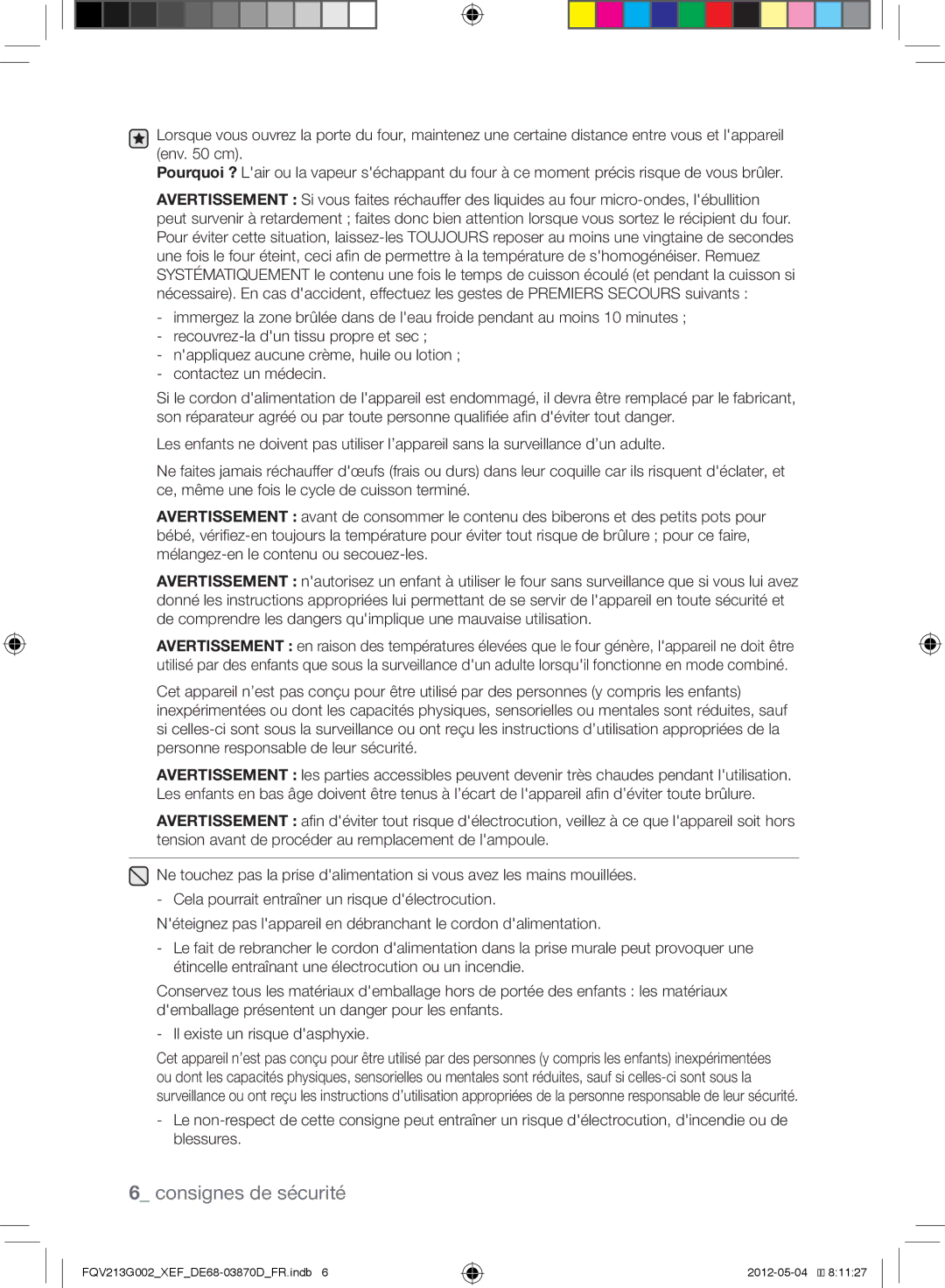 Samsung FQV213G002/XEF manual Consignes de sécurité 