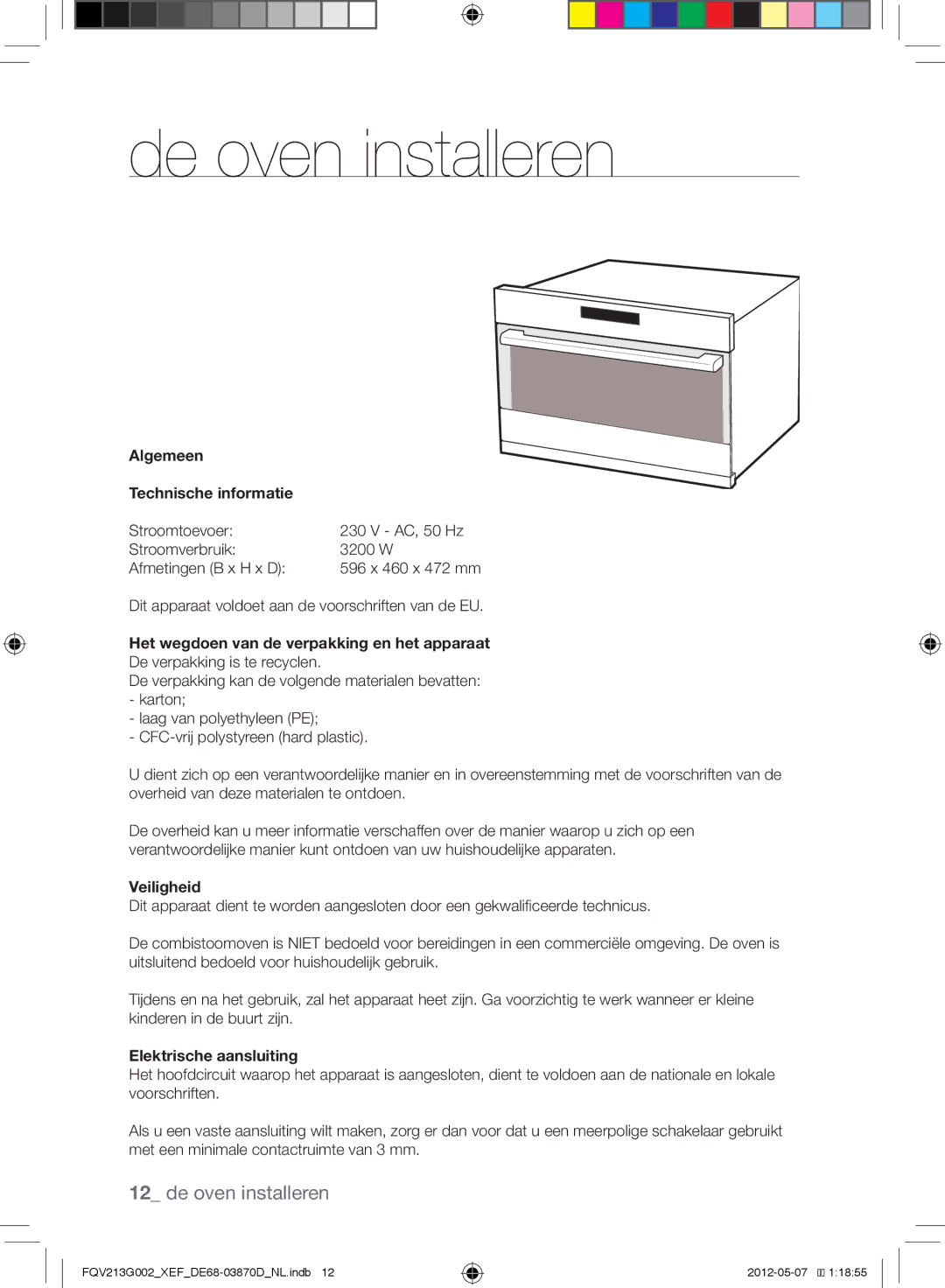 Samsung FQV213G002/XEF manual De oven installeren 