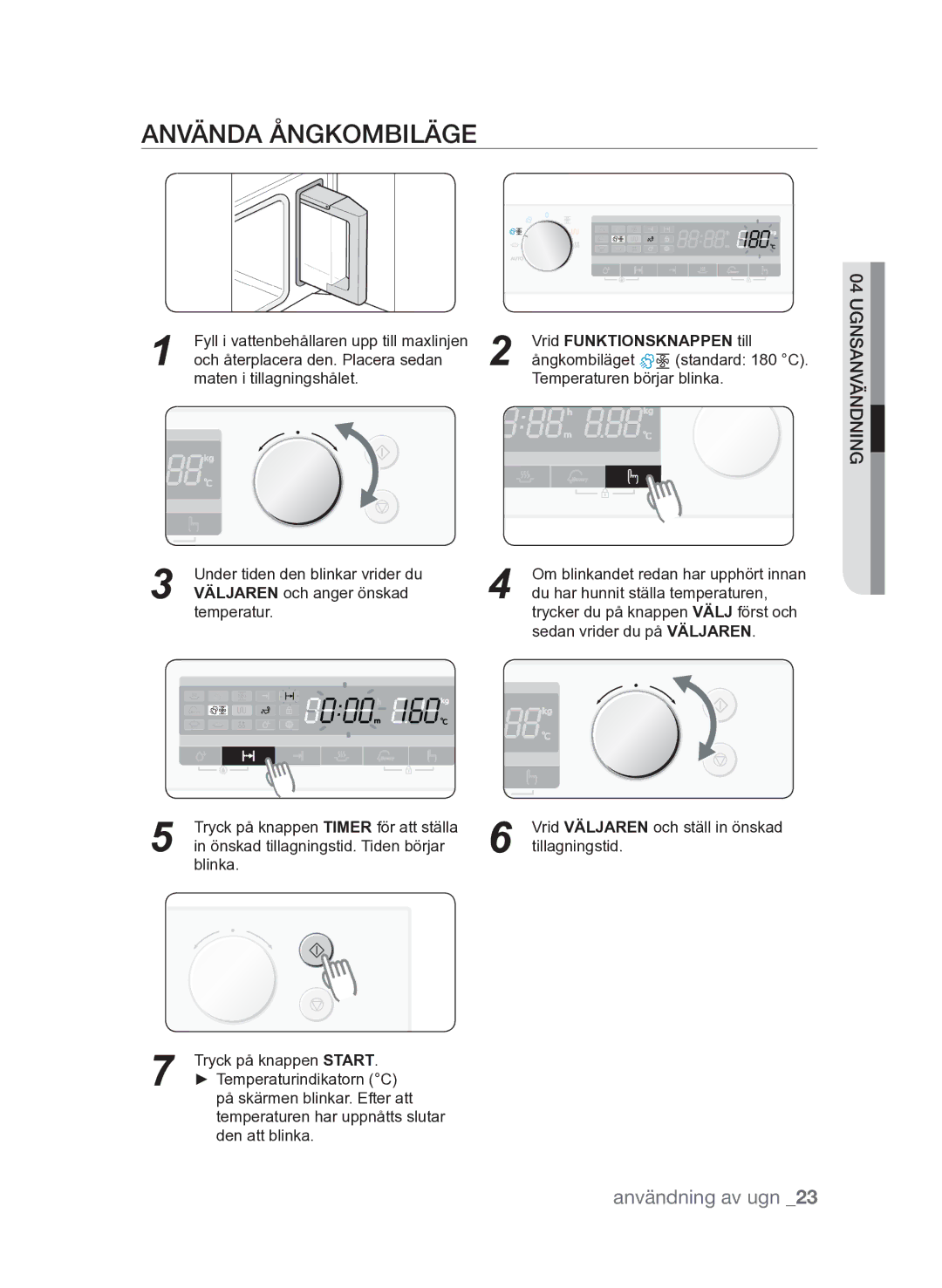 Samsung FQV313T003/XEE manual Vrid Funktionsknappen till, Väljaren och anger önskad 