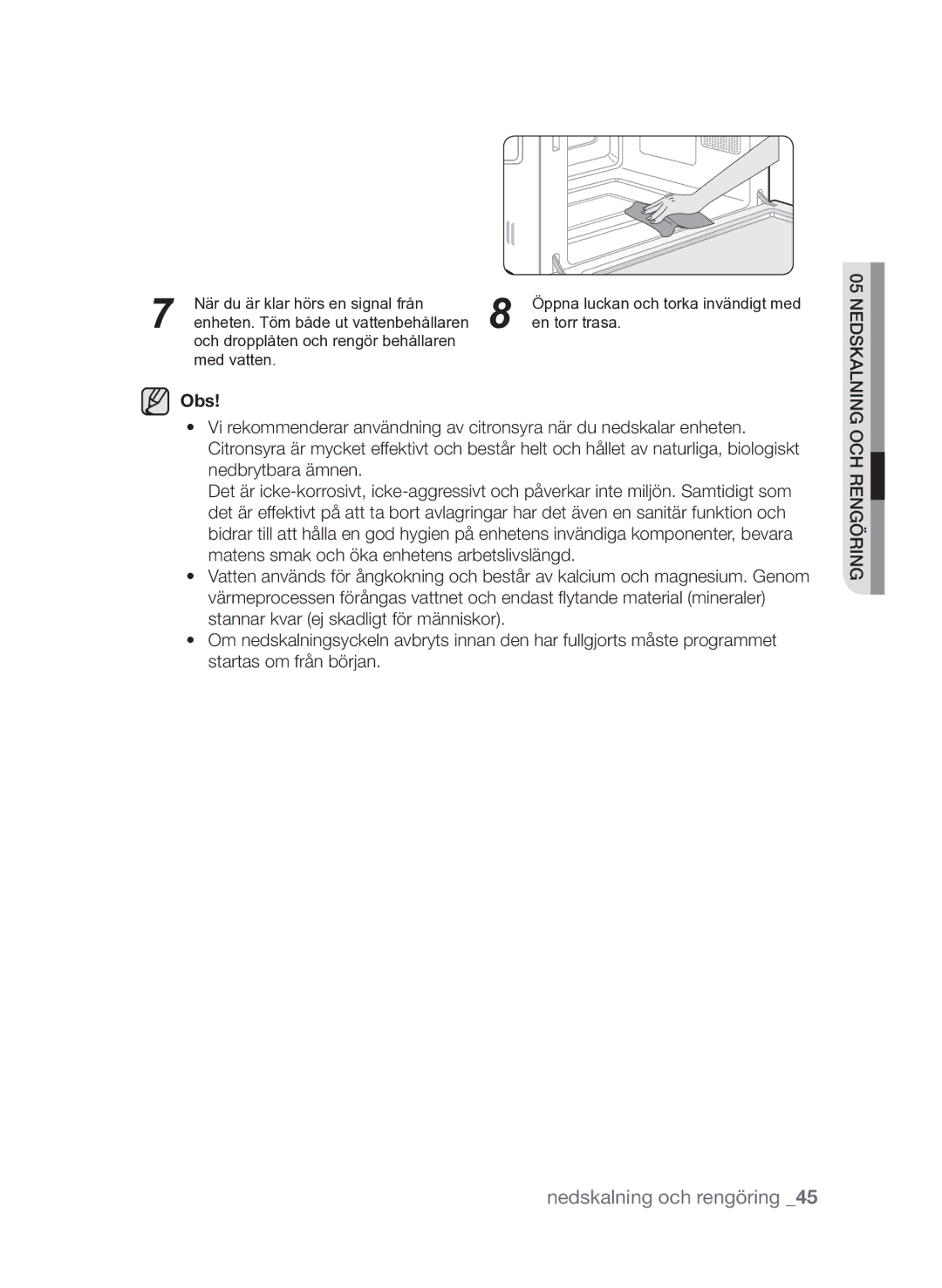 Samsung FQV313T003/XEE manual När du är klar hörs en signal från 