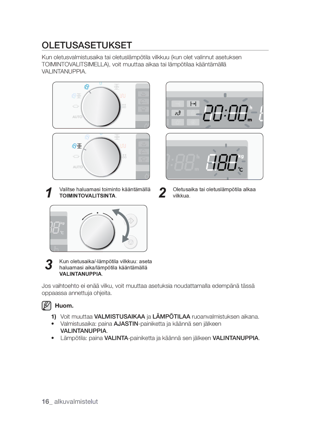 Samsung FQV313T003/XEE manual Oletusasetukset 