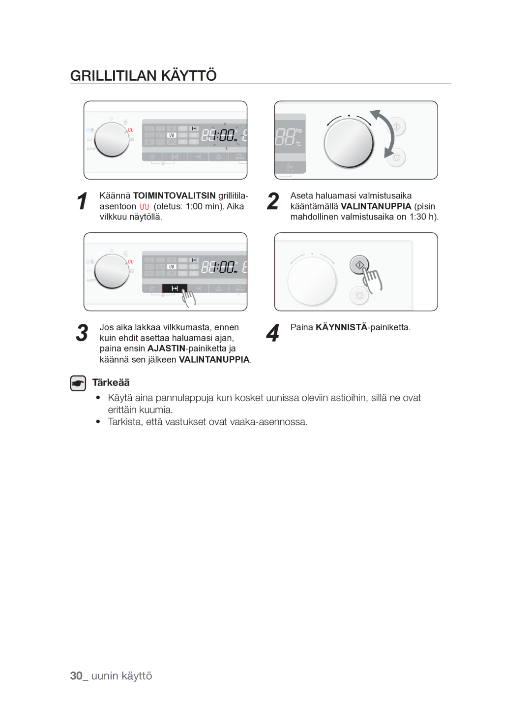 Samsung FQV313T003/XEE manual Grillitilan käyttö 