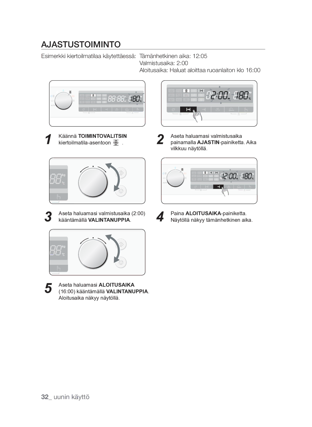 Samsung FQV313T003/XEE manual Ajastustoiminto, Käännä Toimintoval Itsin 