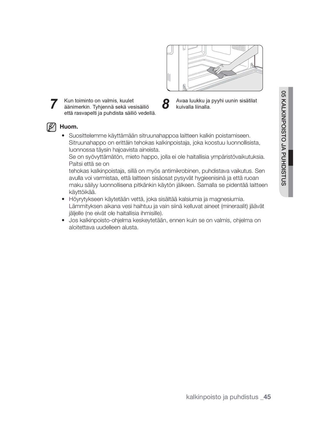 Samsung FQV313T003/XEE manual Kun toiminto on valmis, kuulet 