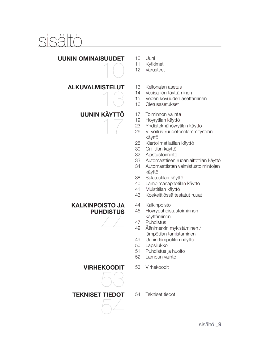 Samsung FQV313T003/XEE manual Sisältö 