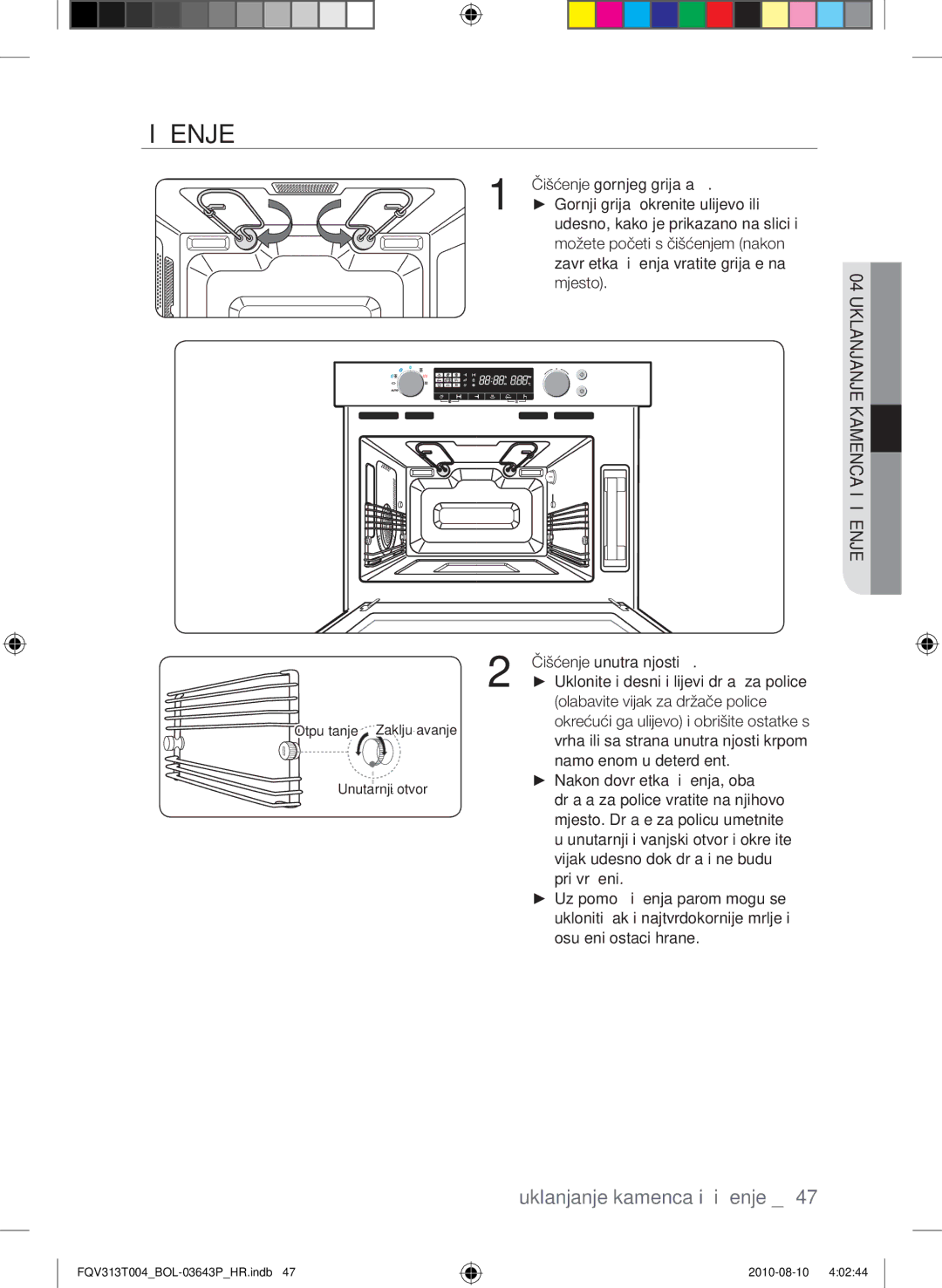 Samsung FQV313T004/BOL manual Čišćenje gornjeg grijača, Čišćenje unutrašnjosti 