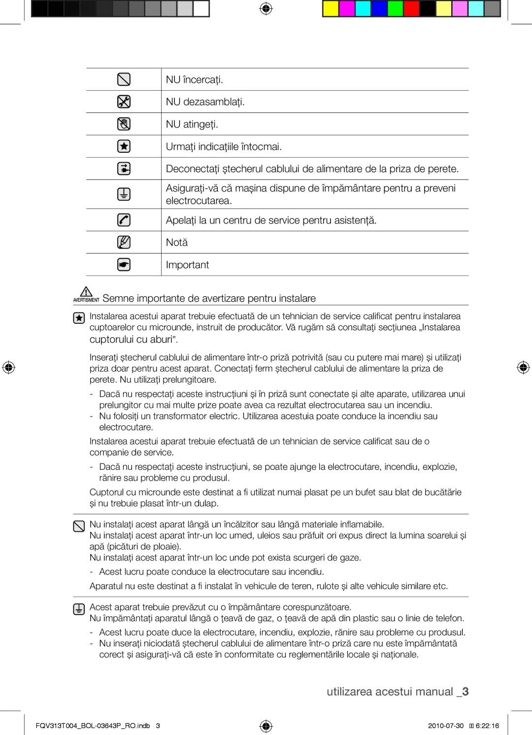 Samsung FQV313T004/BOL manual Cuptorului cu aburi 