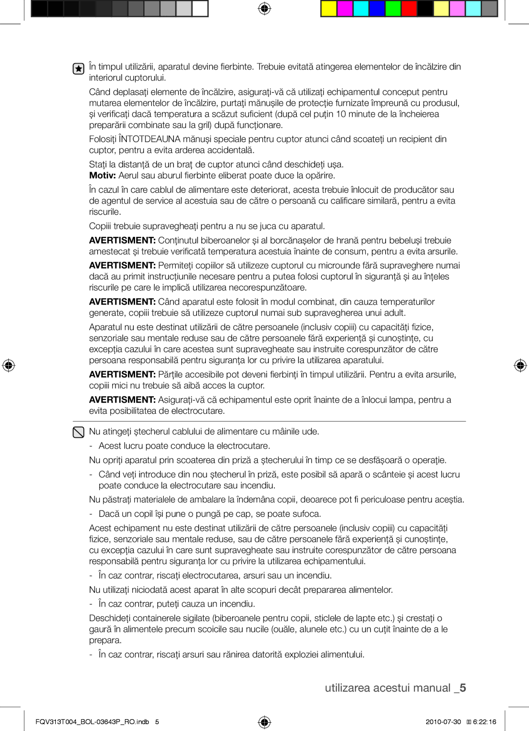 Samsung FQV313T004/BOL Utilizarea acestui manual 