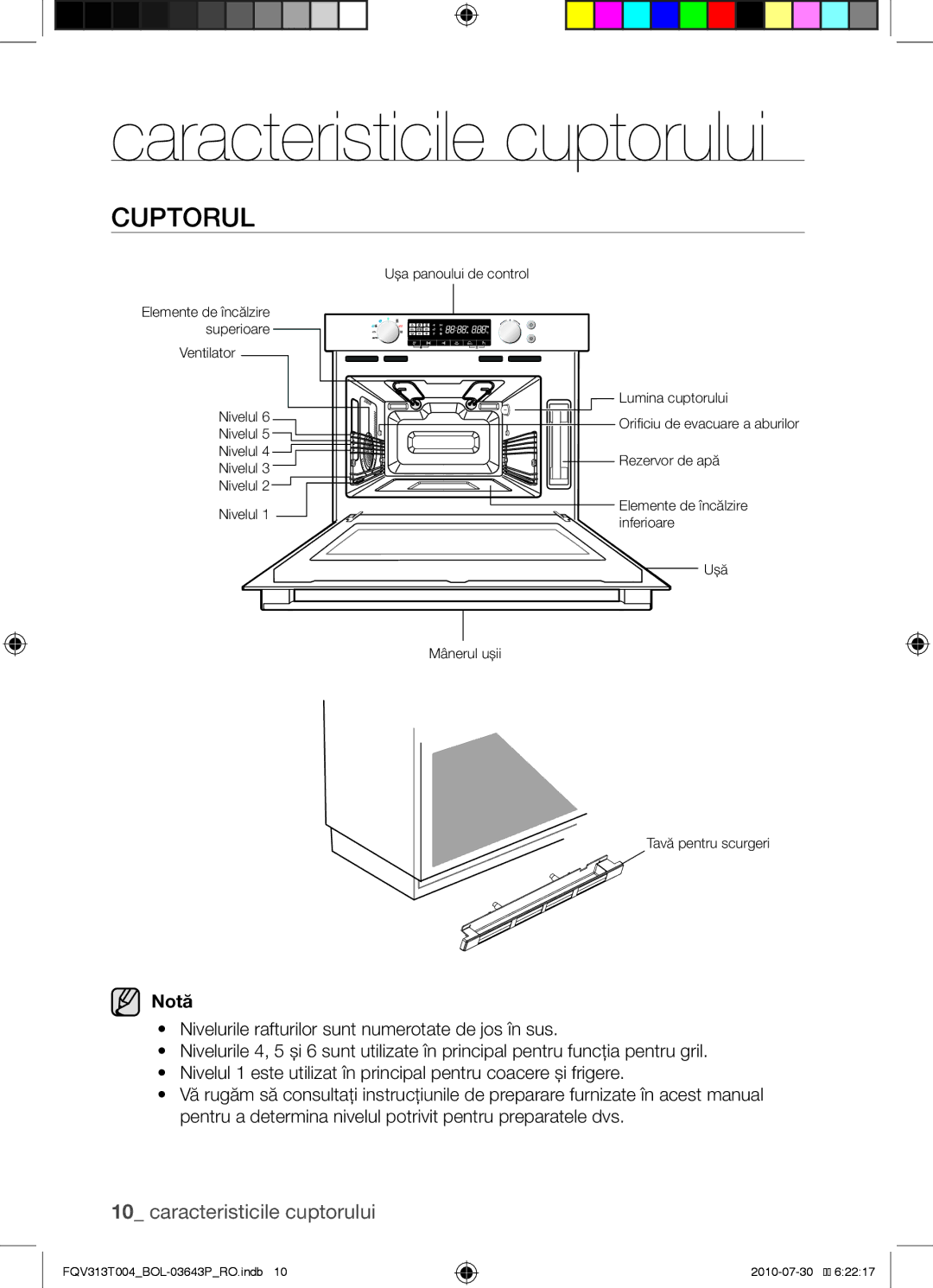 Samsung FQV313T004/BOL manual Caracteristicile cuptorului, Cuptorul, Notă 