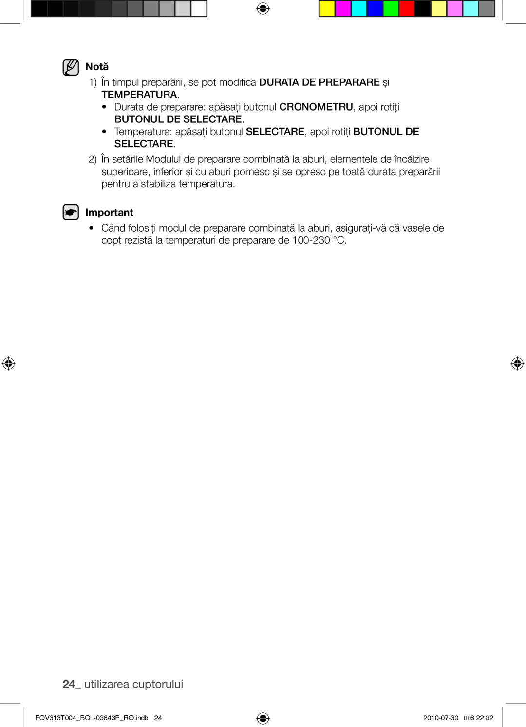 Samsung FQV313T004/BOL manual Notă 